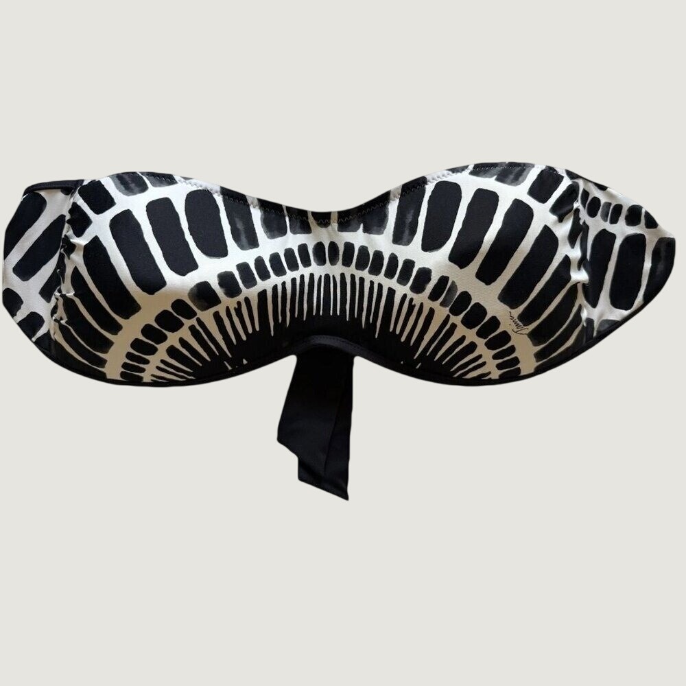Trina Turk Bikini Top Women's Size 6 Tie Back Strapless 4 Gold Beads Geometric
